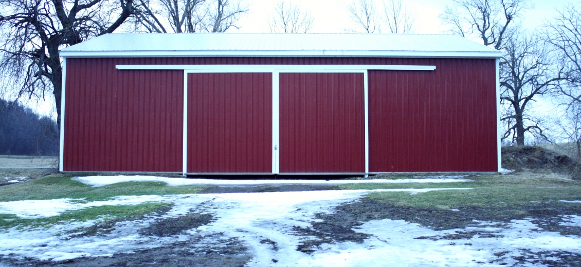 Pole barn with sliding doors