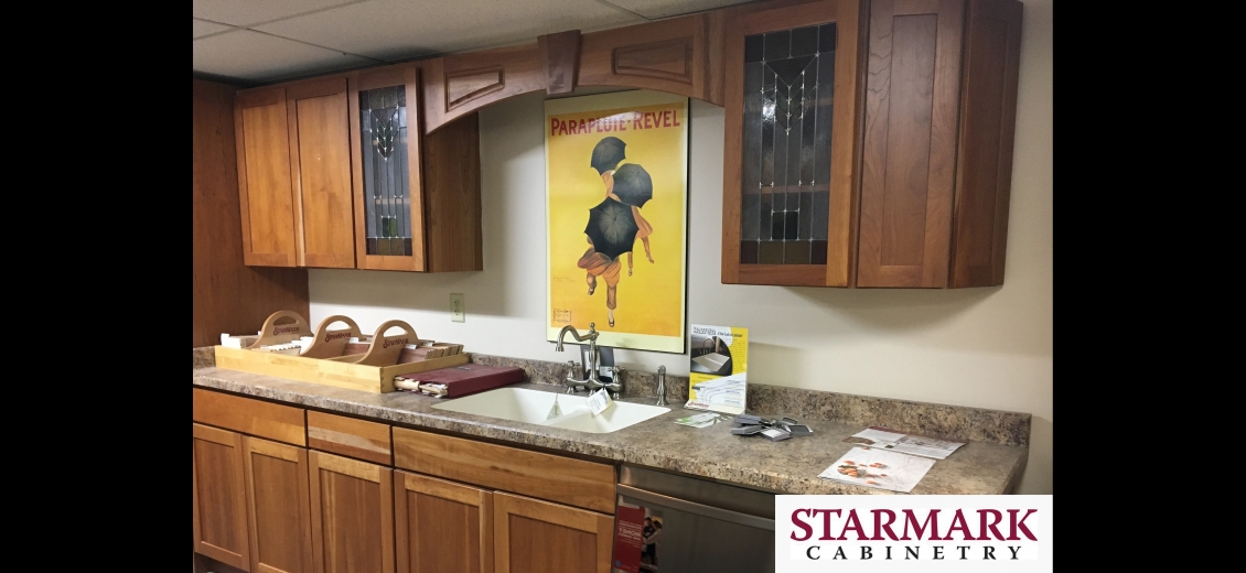 StarMark Cabinetry kitchen display at Newark HEP Sales/North Main Lumber, 6592 Route 31 East